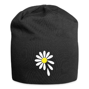 Margerite - er liebt mich, er liebt mich nicht - Jersey-Beanie - Schwarz - Vorne