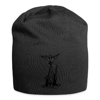 Rauhaar Hund - Jersey-Beanie - Schwarz - Vorne