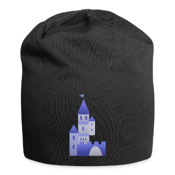 Burg Ritter Schloss Türme Festung Ritterburg Mauer - Jersey-Beanie - Schwarz - Vorne