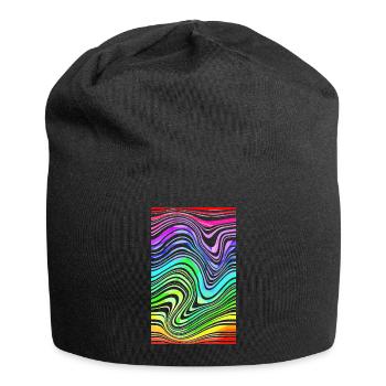 Zebra Muster Neon Regenbogen LSD Trip verballert - Jersey-Beanie - Schwarz - Vorne