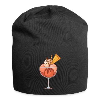 Eis Speiseeis Eiskrem Eiscreme Kugeleis Eisbecher - Jersey-Beanie - Schwarz - Vorne