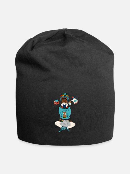 Stricken, träumen und Kaffee trinken I Gschenk - Jersey-Beanie - Schwarz