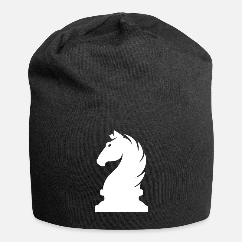 Springer Schach Pferd Schachspieler Geschenk - Jersey-Beanie - Schwarz