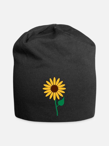 Blume - Jersey-Beanie - Schwarz