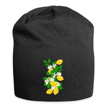 Zitronen, Zweig, Blüten - Jersey-Beanie - Schwarz - Vorne