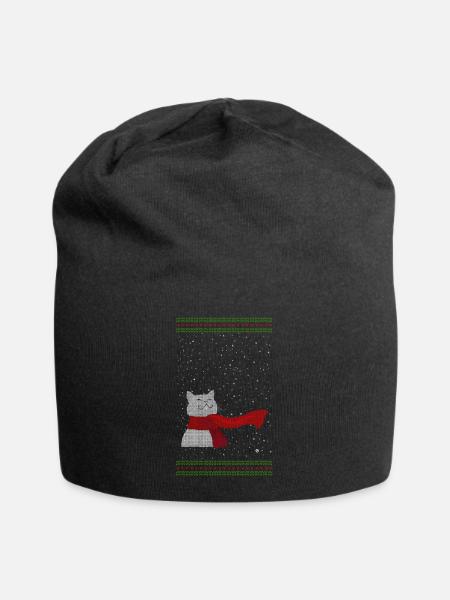 Strickkätzchen (weiß) - Jersey-Beanie - Schwarz