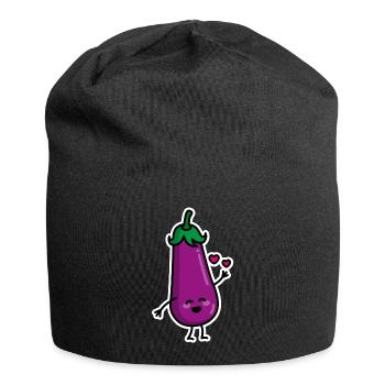 Aubergine couples penis emoji texting sex meme duo - Jersey Beanie - black - Front