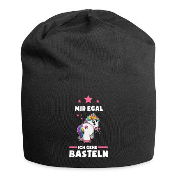 Einhorn Basteln Geschenk - Jersey-Beanie - Schwarz - Vorne