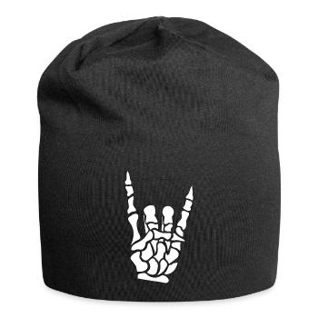 Teufelshörner Hand - Skelett - Knochen - Metal - Jersey-Beanie - Schwarz - Vorne