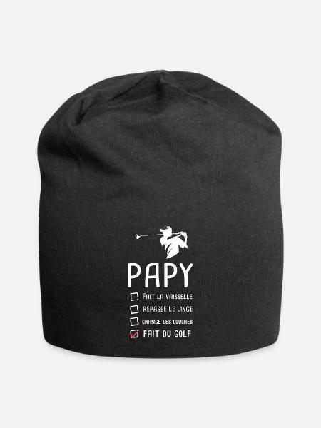 Papy golfer papi golf grandfather funny gift - Jersey Beanie - black