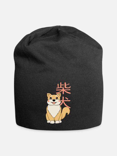 Shiba Inu - Jersey-Beanie - Schwarz