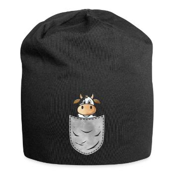 Kuh in der Tasche Tier Brusttasche Kuh Rind - Jersey-Beanie - Schwarz - Vorne