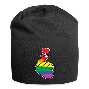Herz Regenbogen Liebe Meinungsfreiheit Frieden - Jersey-Beanie - Schwarz - Vorne