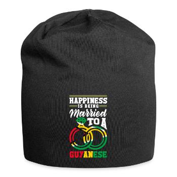 Guyana Flag Le bonheur est d’être marié à un - Bonnet en jersey - noir - Devant