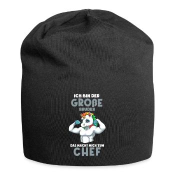 Lustiges Großer Bruder Shirt - Starkes Einhorn - Jersey-Beanie - Schwarz - Vorne