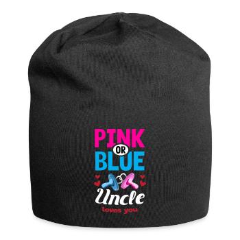Pink or Blue Uncle Loves You Gender Reveal Party - Jersey-Beanie - Schwarz - Vorne