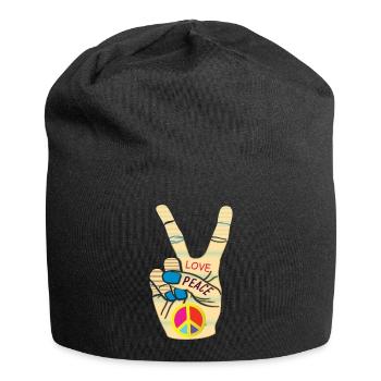 Peace Hand Love - Jersey-Beanie - Schwarz - Vorne