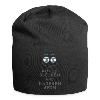 Dagegen sein - Jersey-Beanie - Schwarz - Vorne