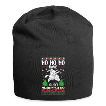 Festive Christmas pony with berry motif - Jersey Beanie - black - Front