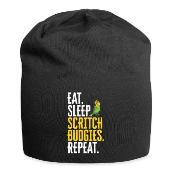 Budgerigar Parakeet Bird Pet Gift - Jersey Beanie - black - Front