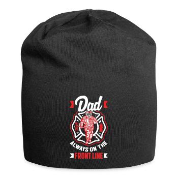 Papa toujours en première ligne pompiers - Bonnet en jersey - noir - Devant