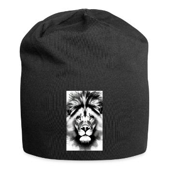 Löwe Schwarz und Weiß - Jersey-Beanie - Schwarz - Vorne