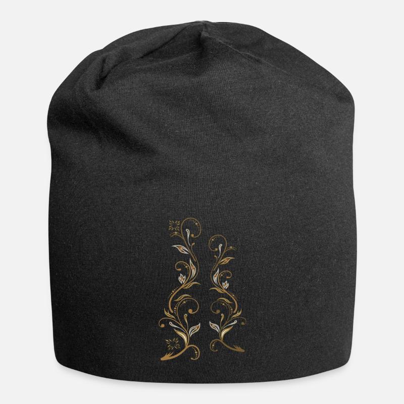 Blumenranken - Jersey-Beanie - Schwarz