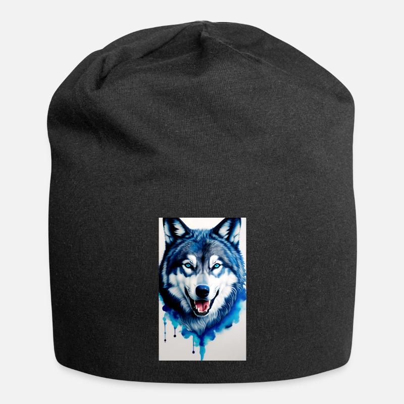 blauer Wolf - Jersey-Beanie - Schwarz
