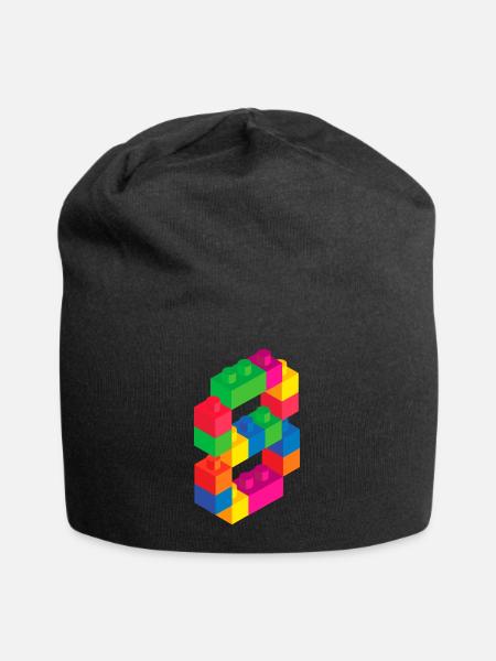 Niedliches Blockgebäude 8. Geburtstag Geschenk 8 Jahre alt - Jersey-Beanie - Schwarz