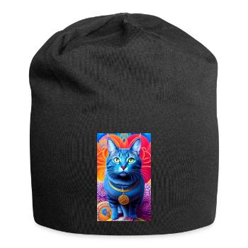 Charmant chat domestique à poil court - Bonnet en jersey - noir - Devant