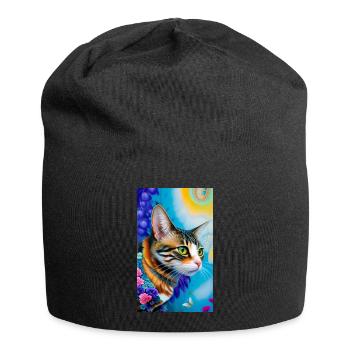 Merveilleux chat domestique à poil court - Bonnet en jersey - noir - Devant