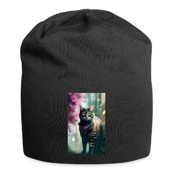 Inländisches kurzhaariges Katzenleben - Jersey-Beanie - Schwarz - Vorne