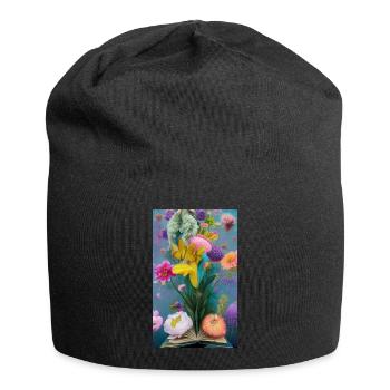 Flowers Bursting from a Book - Jersey Beanie - black - Front