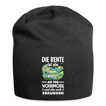 Die Rente ist da, ab ins Wohnmobil und die Welt - Jersey-Beanie - Schwarz - Vorne