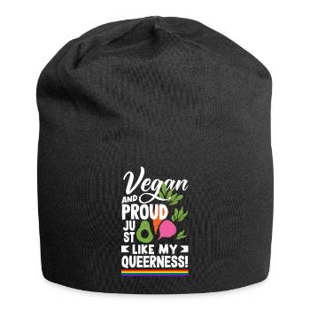 Vegan and Proud Just Like My Queerness Vegan - Jersey Beanie - black - Front