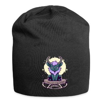 Kawaii Pastel Goth Cute Creepy Horned Cat - Jersey Beanie - black - Front
