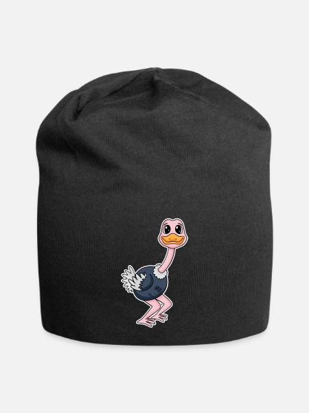 Strauß Motiv Zootiere - Jersey-Beanie - Schwarz