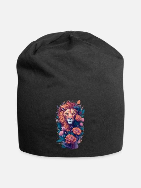 Löwe - Jersey-Beanie - Schwarz