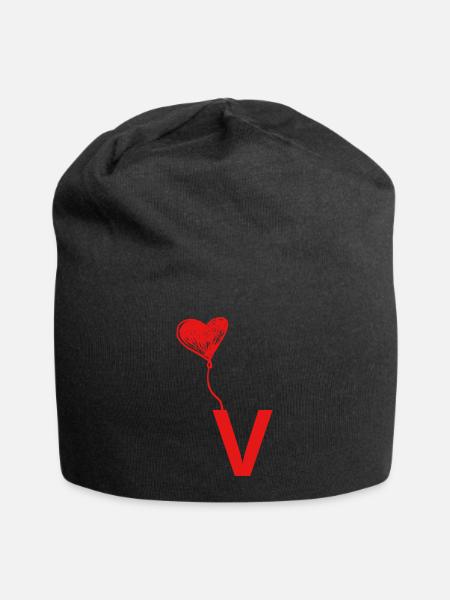 Buchstabe v Herz - Jersey-Beanie - Schwarz