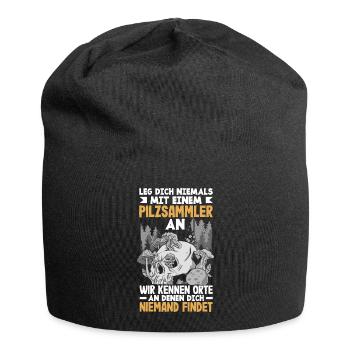 Pilzsammler Pilze sammeln Schwammerlsuche - Jersey-Beanie - Schwarz - Vorne