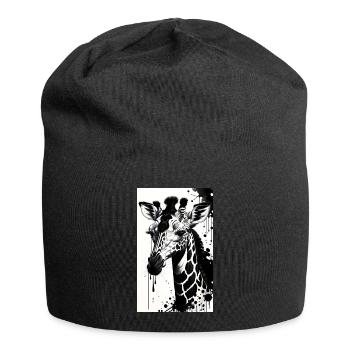 Giraffe: Sanfte Riesen - Jersey-Beanie - Schwarz - Vorne