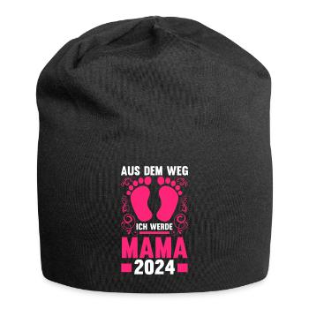 Werdende Mama 2024 - Jersey-Beanie - Schwarz - Vorne