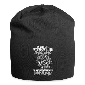 Wolf Hund Nordisch Wolfpack - Jersey-Beanie - Schwarz - Vorne