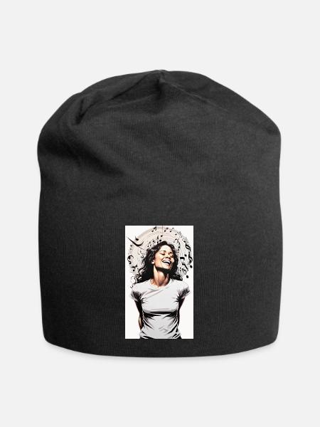 Das Mädchen liebt Musik - Jersey-Beanie - Schwarz