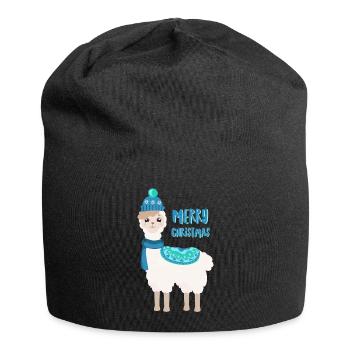Bobby das Lama wünscht Merry Christmas - Jersey-Beanie - Schwarz - Vorne
