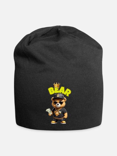 Ours en peluche avec de l’argent - Bonnet en jersey - noir