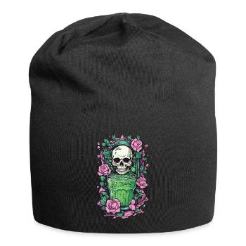 Gothic Skull mit Gift Cocktail Halloween Design - Jersey-Beanie - Schwarz - Vorne