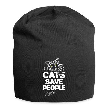 Les chats sauvent les gens - Bonnet en jersey - noir - Devant
