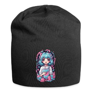 Anime Girl Kawaii gothique Milkshake Pastel Design - Bonnet en jersey - noir - Devant