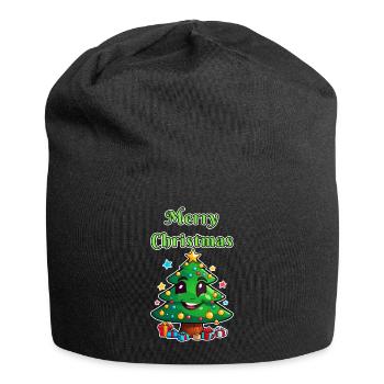 Joyeux Noël sapin de Noël avec cadeaux - Bonnet en jersey - noir - Devant